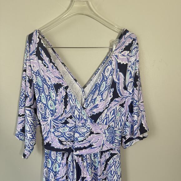 Lilly Pulitzer Women Parigi Maxi Dress Lilac Verbena Kimono Sleeve Tropical Sz S - Picture 6 of 8